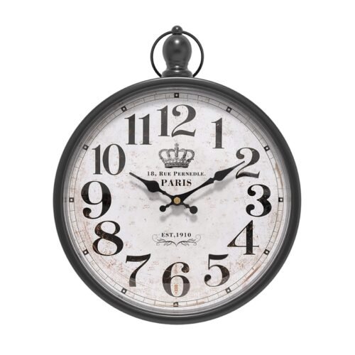 Retro Round Wall Clock. Black Vintage Antique Decor Wall Clocks for KitchenFa...