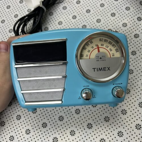 Retro Style Turquoise Timex Digital Alarm Clock Radio Model T247-A-B (L) - Works