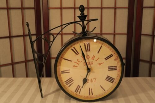 RETRO STYLE VICTORIA STATION DOUBLE SIDED 6'' RAILWAY STATION WALL CLOCK