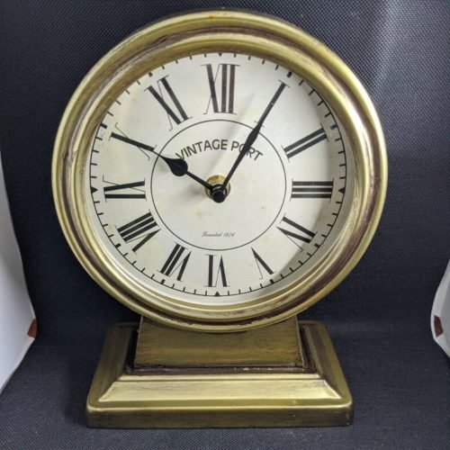 Retro Table Clock Vintage Gold Silent Non-Ticking Battery Operated Rustic #632