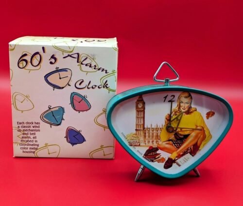 Retro Teal Alarm Clock Coed, Big Ben. MCM, WORKING, NEW OLD STOCK 1988
