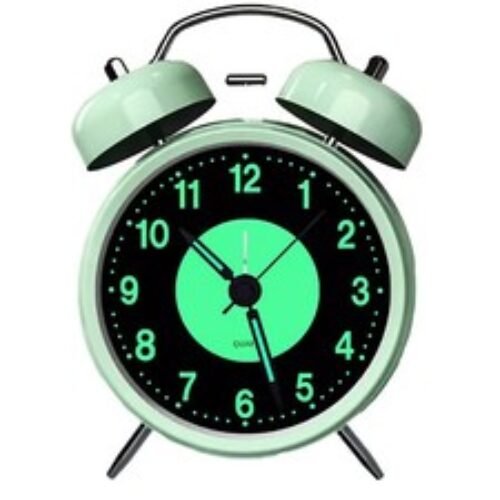 Retro Twin Bell Alarm Clock Quartz Silent Luminous Dial Nightlight Analog Clock