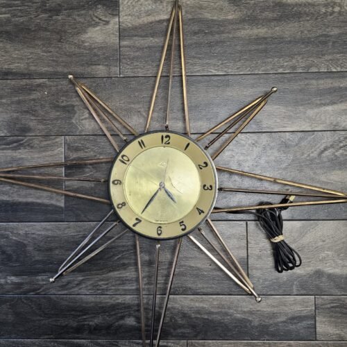 Retro Vintage LUX Starburst/Sunburst Electric Wall Clock Mid-Century Modern