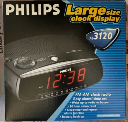 Retro Vintage Philips AJ3120 Radio Alarm Clock Brand New Oen Box