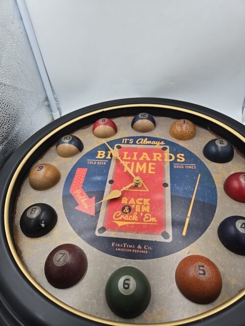 Retro Wall Clock Home Decor Large Round Vintage Modern Battery Operated Billiard
