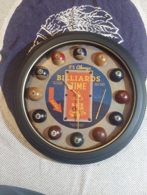 Retro Wall Clock Home Decor Large Round Vintage Modern Battery Operated Billiard