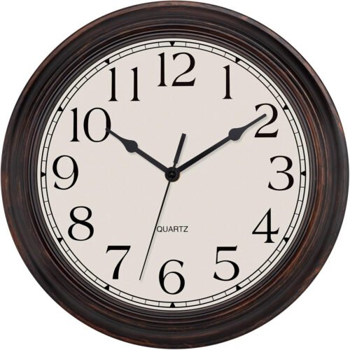 Retro Wall Clocks Battery Operated Silent Non-Ticking 12 Inch Classic Vintage Wa