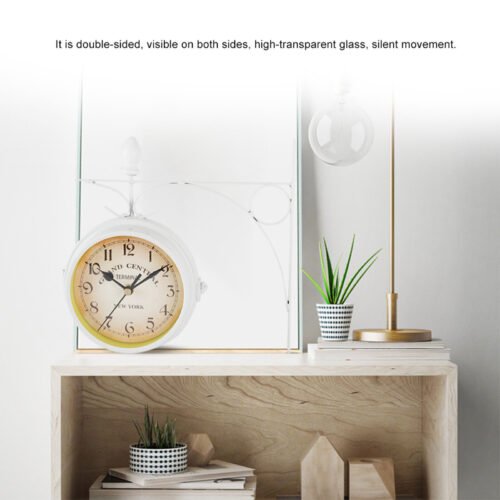 Retro Wall Clocks Double side Living Room Metal Home Decoration