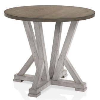 Rhysdee 48 in. Round Antique White and Ash Brown Wood Counter Height...