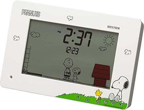 RHYTHM 8RDA79MS03 Snoopy Alarm Clock Calendar Included White 3.9 x 6.4 x 1.8 in