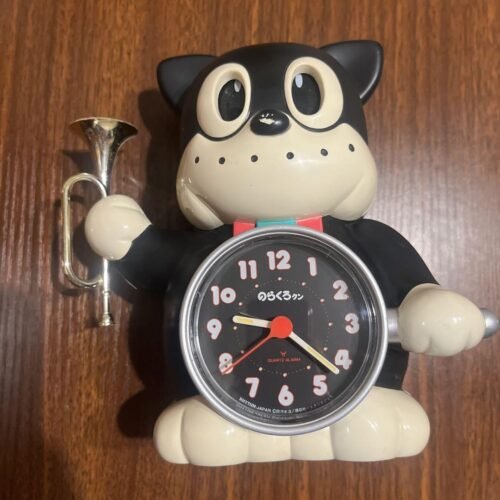 Rhythm Cat with Bugle Novelty Alarm Clock Vintage NoraKuroKun - Made in Japan
