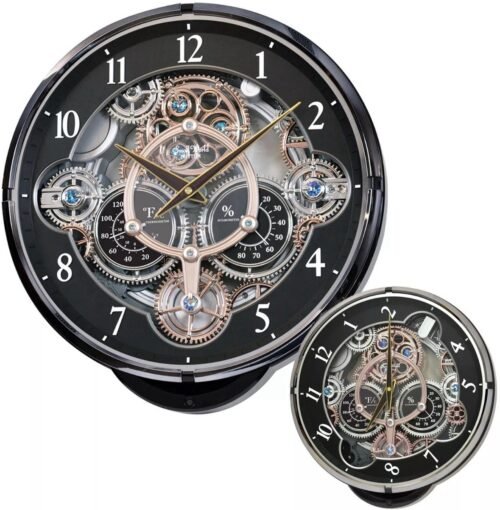 Rhythm Clocks "Gadget" Magic Motion Clock, Black NEW FREE SHIPPING!