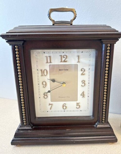 Rhythm Clocks Musical Mantel Clock 9 Melodies Total Wood 6 Classic & 3 Christmas