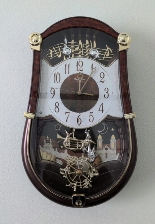 Rhythm “Concerto Entertainer II” Musical Motion Pendulum Wall Clock WORKS⏰