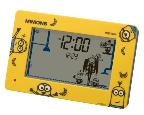 RHYTHM Minion Alarm Clock Funny Action Digital Clock with Calendar Yellow 10x16.