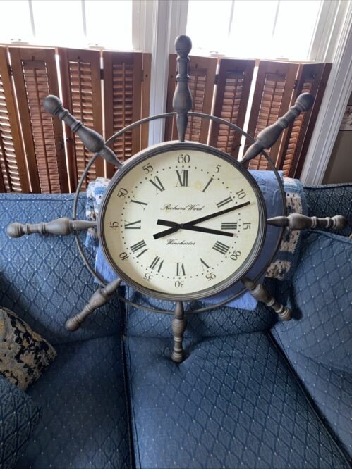Richards Ward Nautical Ships Wheel Decorative Station Wall Clock 40” X 40”