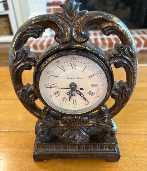 Richard Ward Winchester Tabletop Clock Dark Brown & Gold For Decor