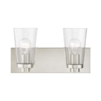 Ridgeway 14 in. 2-Light Brushed Nickel Vanity Light with Clear Glass