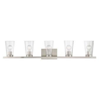 Ridgeway 40 in. 5-Light Brushed Nickel Vanity Light with Clear Glass