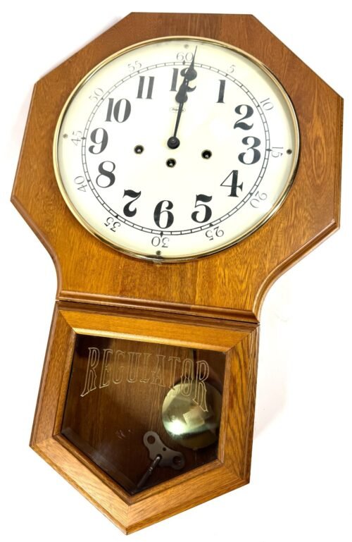 RIDGEWAY Franz Hermie Movement Regulator Wood Wind Up Model 783 Wall Clock RUN