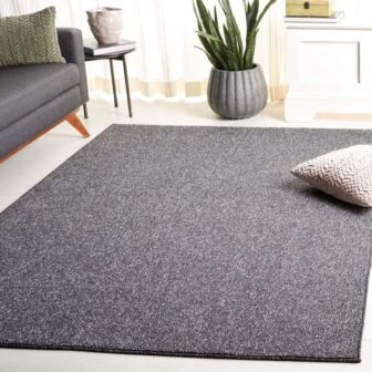 River 7 ft. x 7 ft. Charcoal Solid Marle Square Area Rug