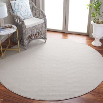 River 7 ft. x 7 ft. Ivory Solid Marle Round Area Rug