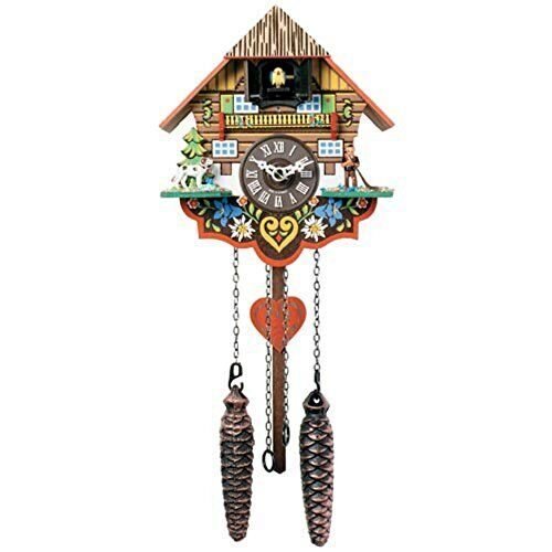 River City Clocks Musical Multi-Colored Quartz Cuckoo Clock - 8 Inches Tall - Mo
