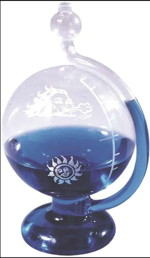 River City Clocks Sun & North Wind WeatherBall Hand Blown Glass, Barometer 8"