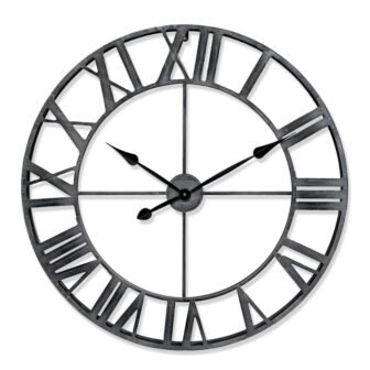 Rivet Edge Roman Industrial Wall Clock, Pewter, 32 in