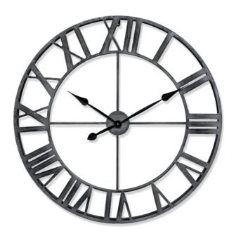 Rivet Edge Roman Industrial Wall Clock, Pewter, 32 in.