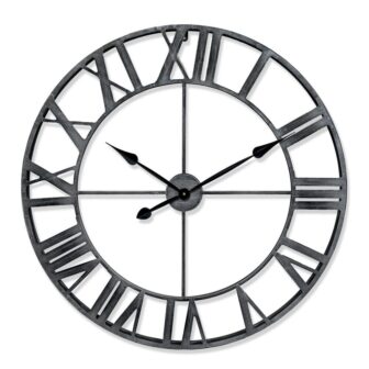 Rivet Edge Roman Industrial Wall Clock, Pewter, 32 in