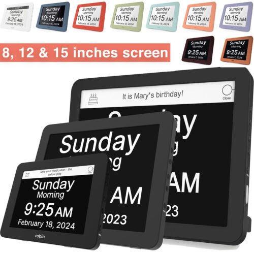 Robin Digital Clock Day Alarm Wall Clock Seniors Dementia Alzheimer's 2025