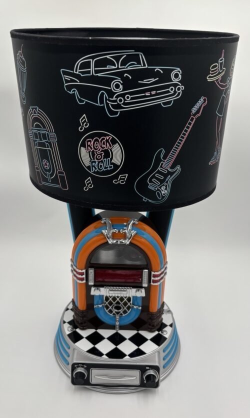 Rock and Roll Neon Jukebox With IPod Docking Station And Alarm Clock Table Lamp