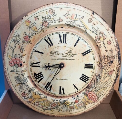 Roger Lascelles Shabby Chic 14" Cornucopia Tin Clock - NEW