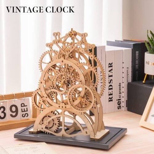 ROKR 166PCS Pendulum Clock 3D Wooden Puzzle Toy DIY Mechanical Model Home Decor
