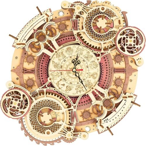 ROKR Zodiac Wall Clock 3D Wooden Puzzle Kit DIY Mechanical Model Clock Xmas Gift