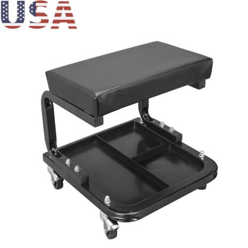 Rolling Creeper Garage/Shop Seat Padded Mechanic Stool with Tool Tray Storage