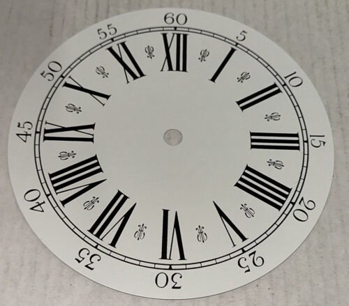 Roman Numeral Circle Clock Part Dial Face Black White Numbers Metal 7" Diameter