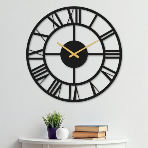 Roman Numeral Metal Wall Clock - 40 Inch Large Silent Modern Decorative Clock