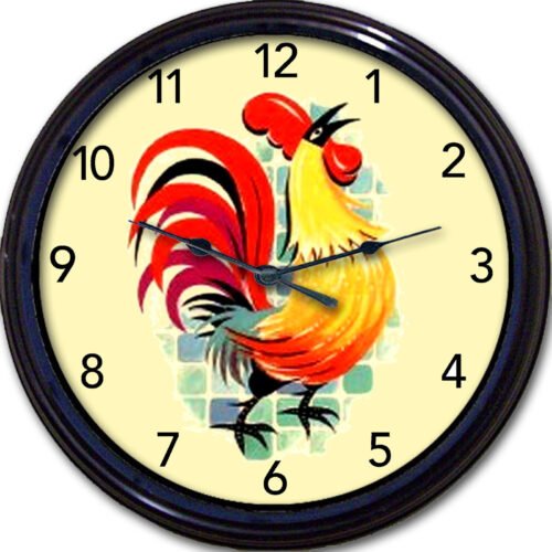 Rooster Wall Clock Kitchen Tuscany Country French Farm Colorful New 10"