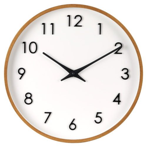 Round Indoor 20" Modern Mid-Tone Wood Finish Plastic Frame Analog Wall Clock
