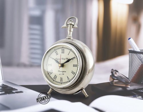 Round Roman Numeral Clock Vintage Style Imperial Premium Clocks Silver Finish US