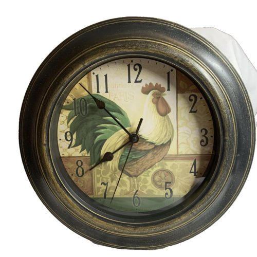 Round Rooster 12" Dia Wall Clock Secondhand Rustic Country Farmhouse AA Battery