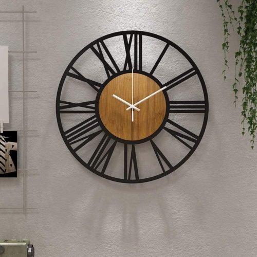 Round Small Vintage Modern Nearly Silent Little Ticking Black Wood Wall Clock