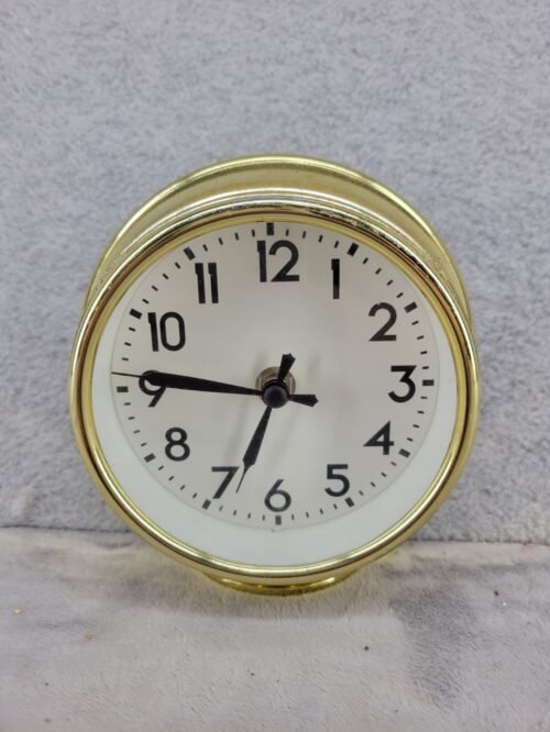 Round Table Clock Gold Trim ABS Plastic Quartz Movement China Made - Working