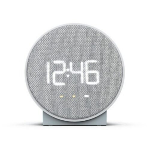 Round Time Table Clock Gray - Capello: Modern ABS Nightstand Alarm with USB Port