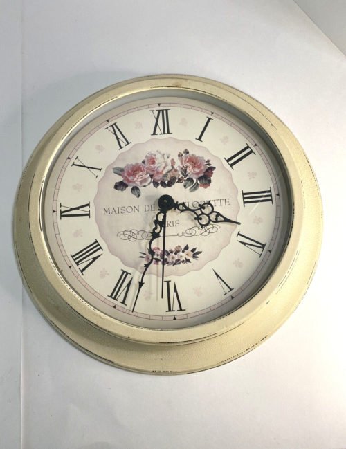 Round Wall Clock 10 inch Flowers Modern Art Design Unique Retro Home Decor