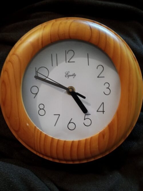 Round Wooden Wall Clock by Equity,8” Battery Operated.Wood Framed.Made in China⏰