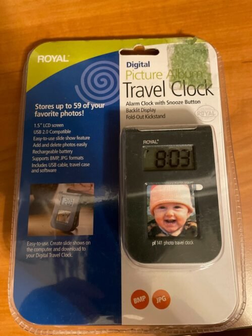 Royal Digital Picture Album Travel Alarm Clock Stores up to 59 Pics