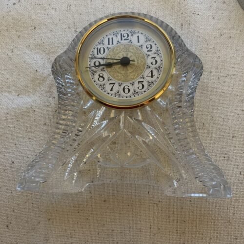 Royal Limited 24% Lead Crystal Table Clock 5 1/2” Tall Needs Battery